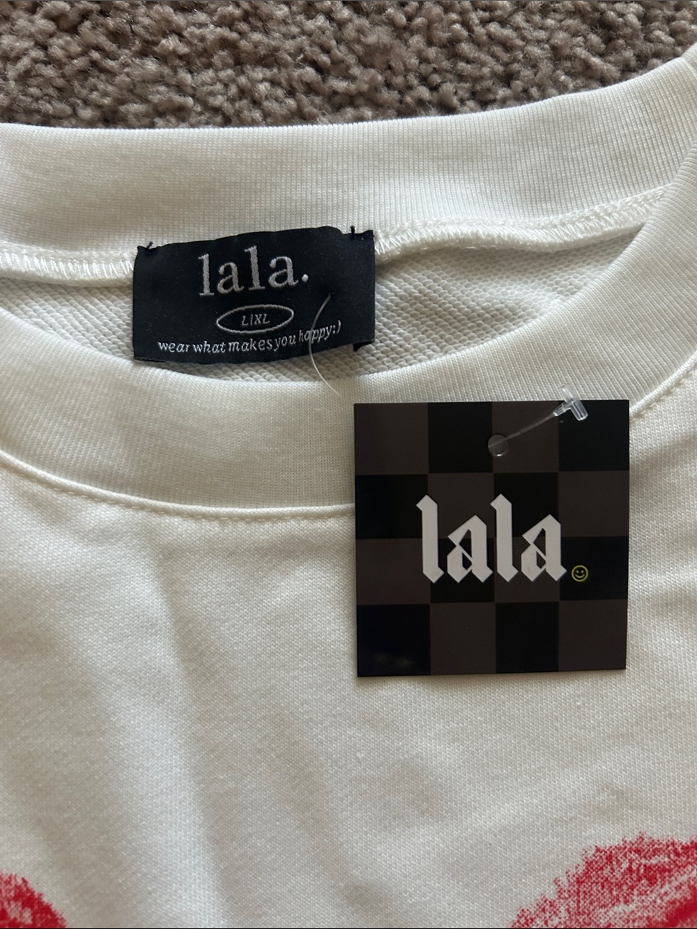 Dressed in LaLa Red Corset Graphic Top L/XL - Picture 2 of 6